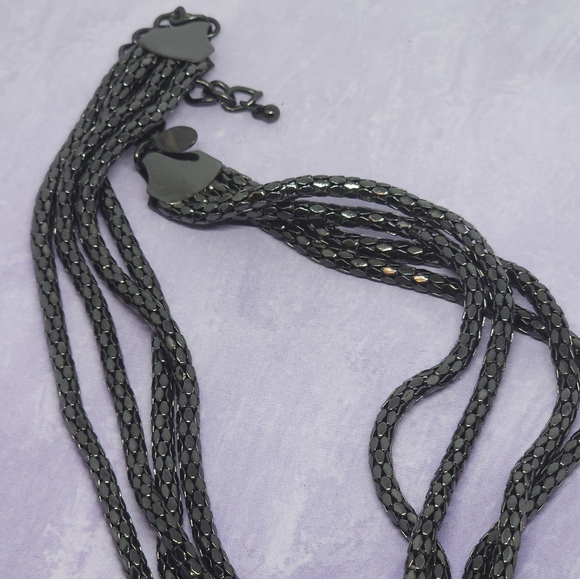 Express Signed Gunmetal Chain Mesh Knot Runway Statement Necklace - Picture 8 of 9